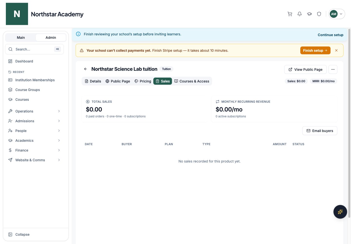 Northstar demo: Product details — Sales