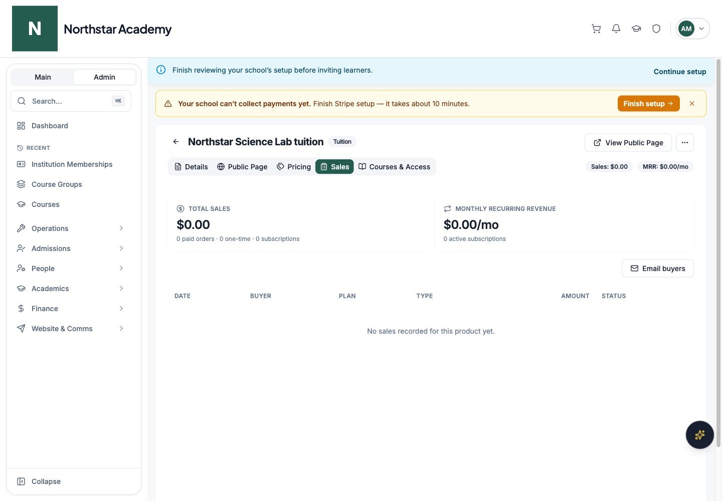 Northstar demo: Product details — Sales