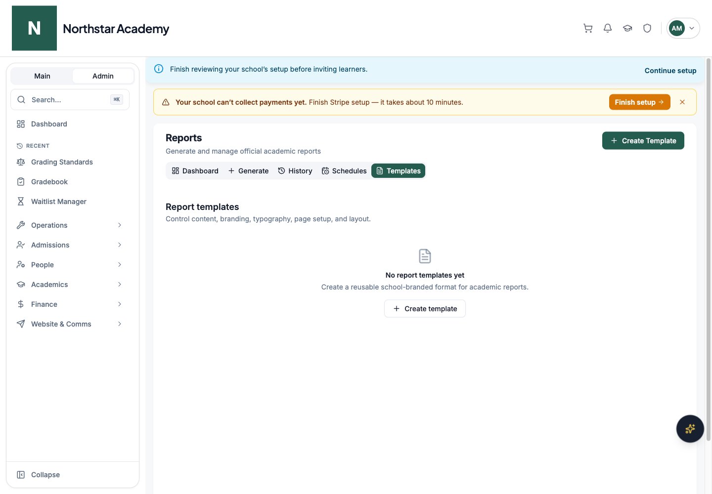 Northstar demo: Reports — Templates