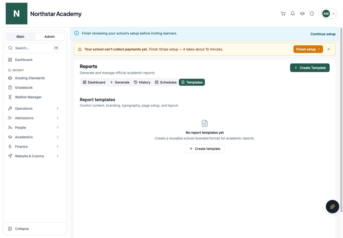 Northstar demo: Reports — Templates