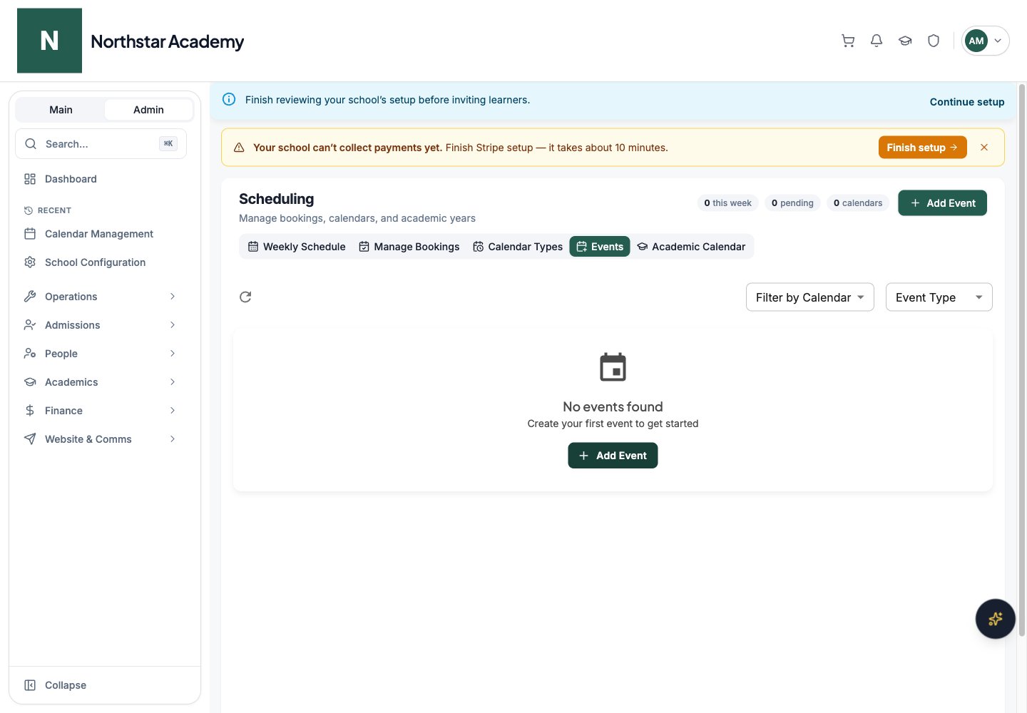 Northstar demo: Scheduling — Events