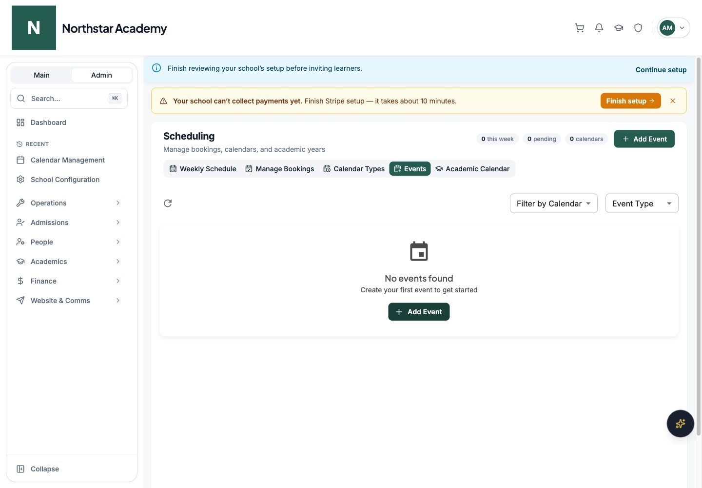 Northstar demo: Scheduling — Events