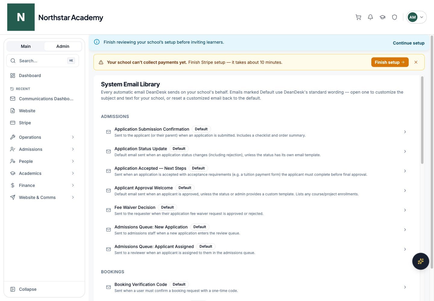 Northstar demo: System Email Library