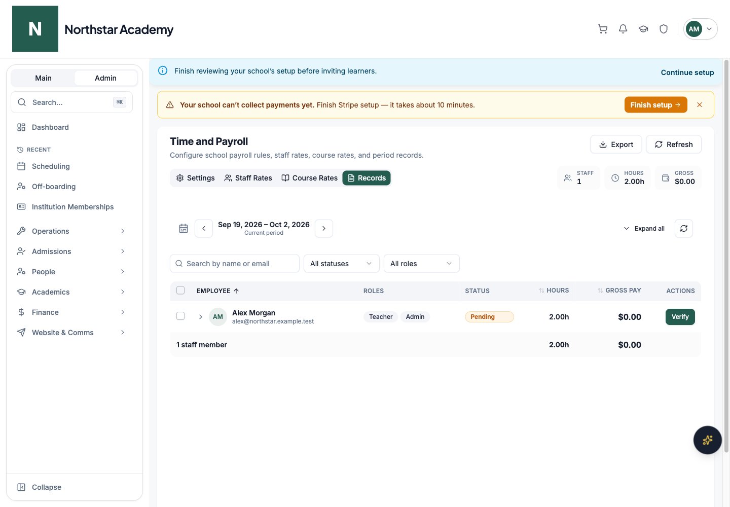 Northstar demo: Time and Payroll — Records