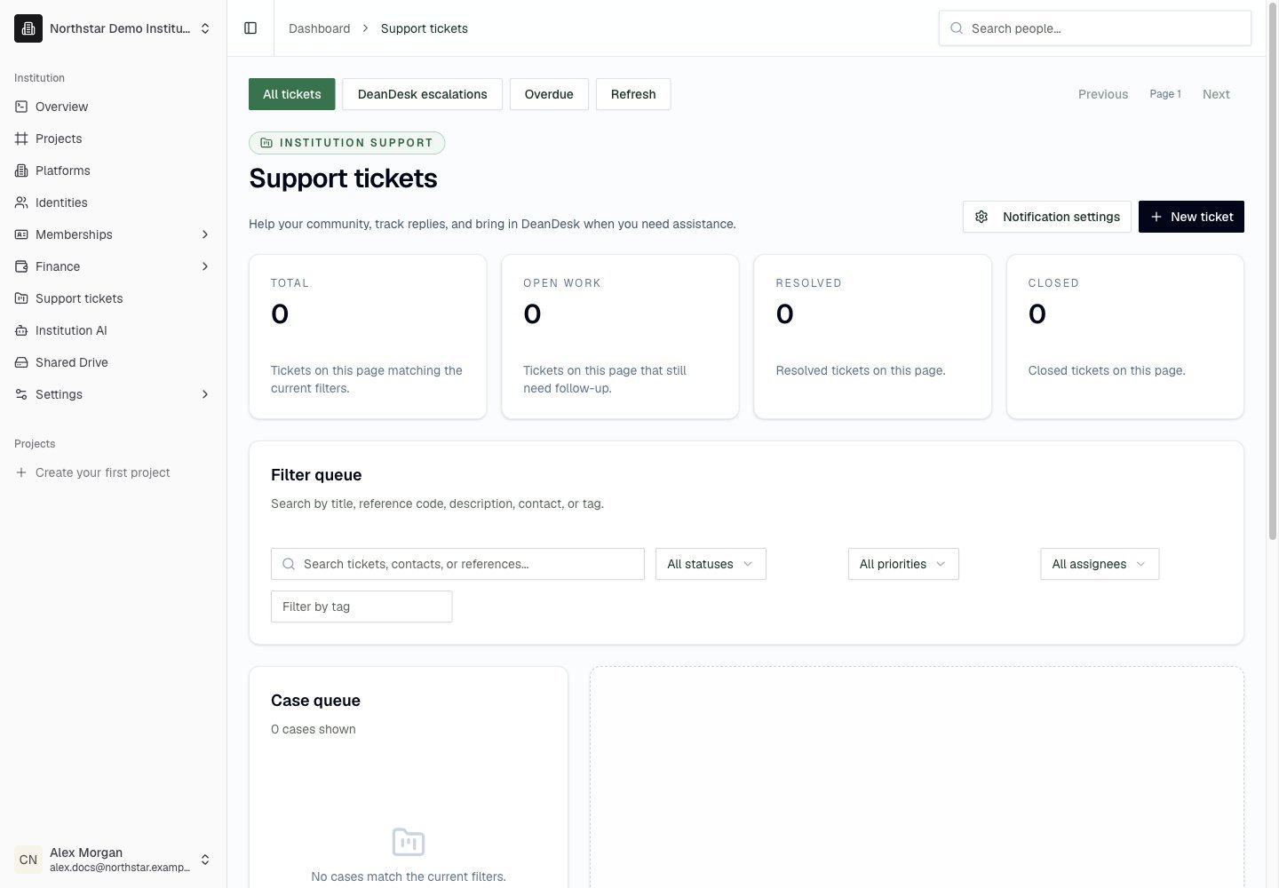 Northstar demo: Support tickets