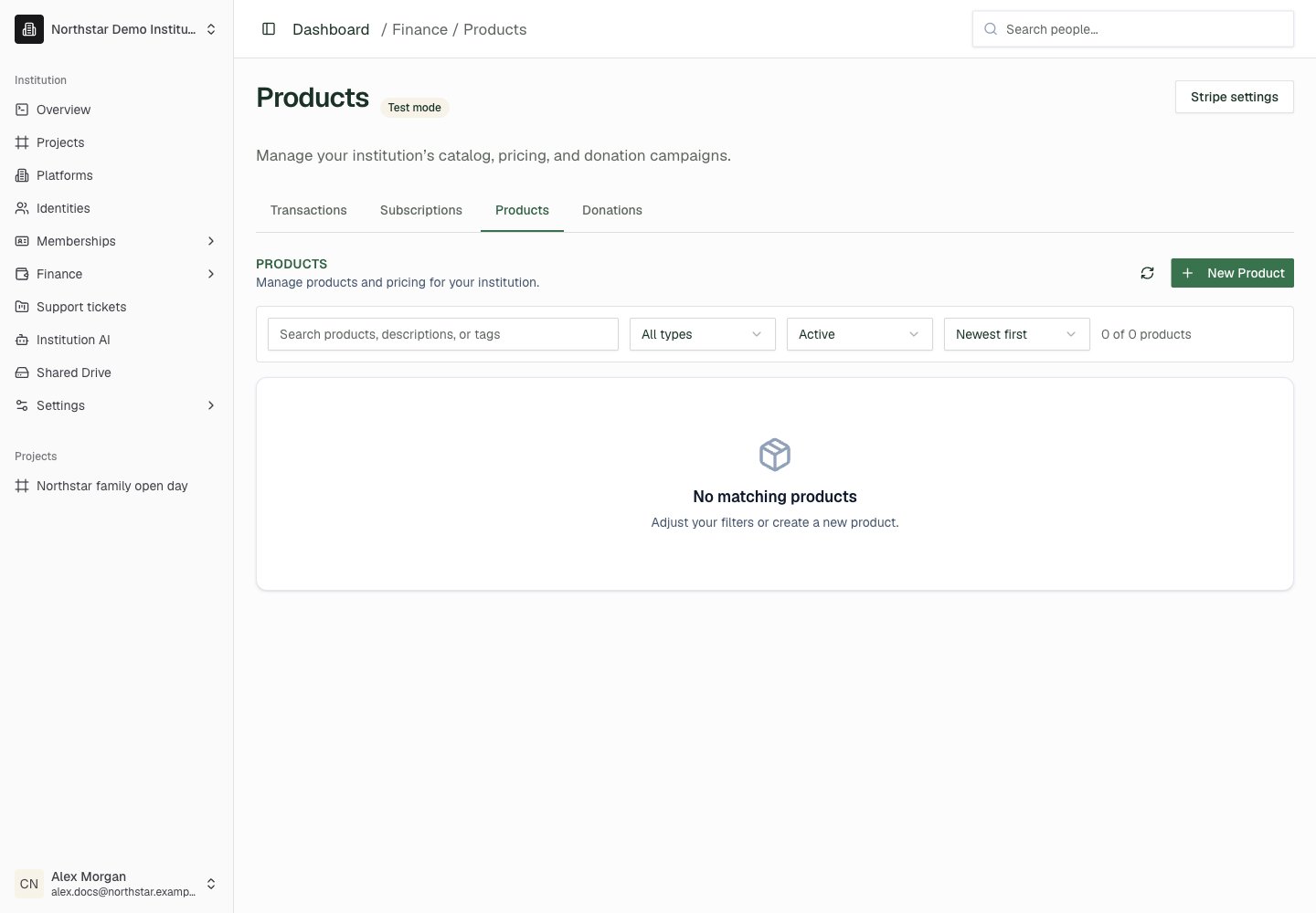 Northstar demo: Products