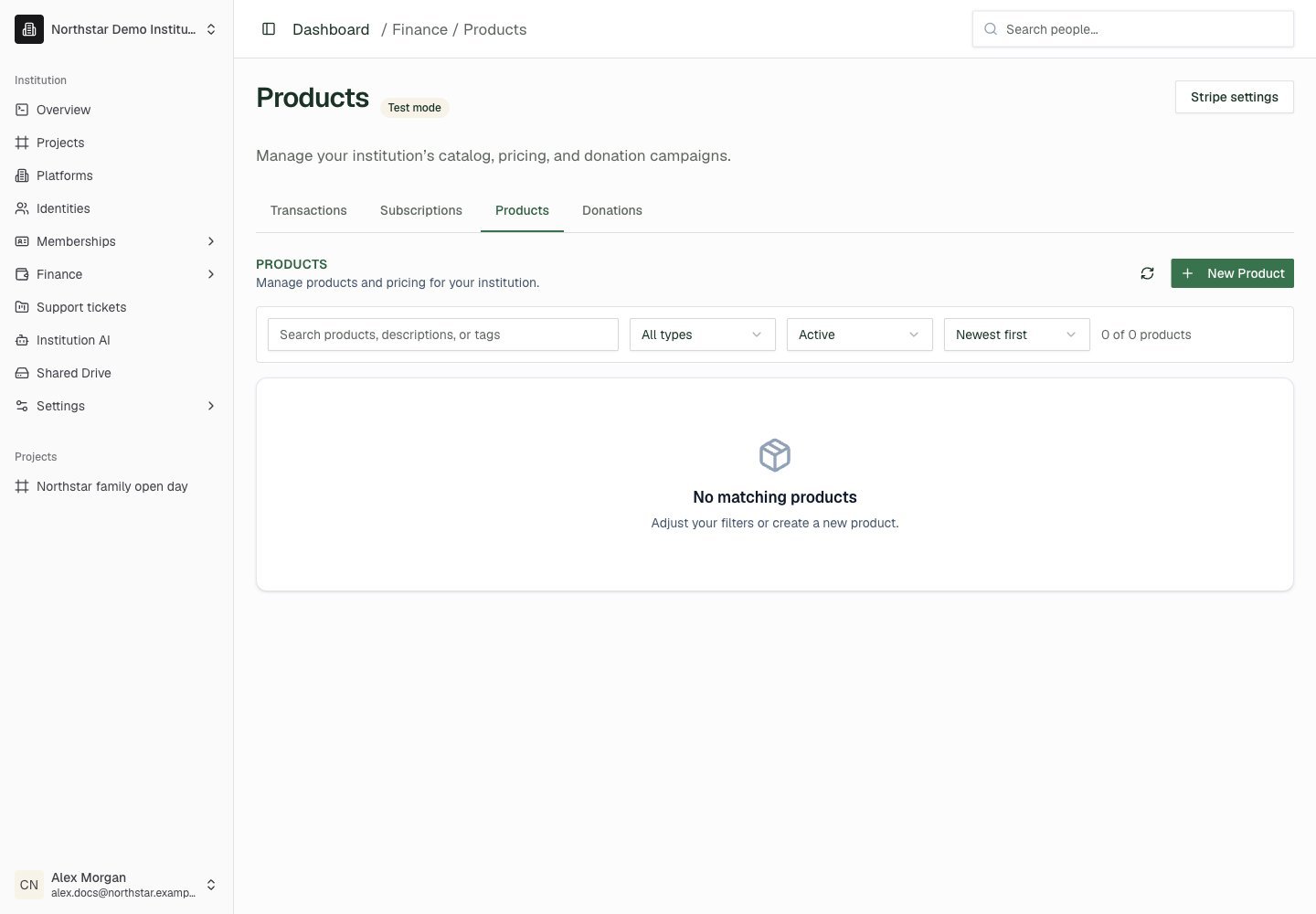 Northstar demo: Products
