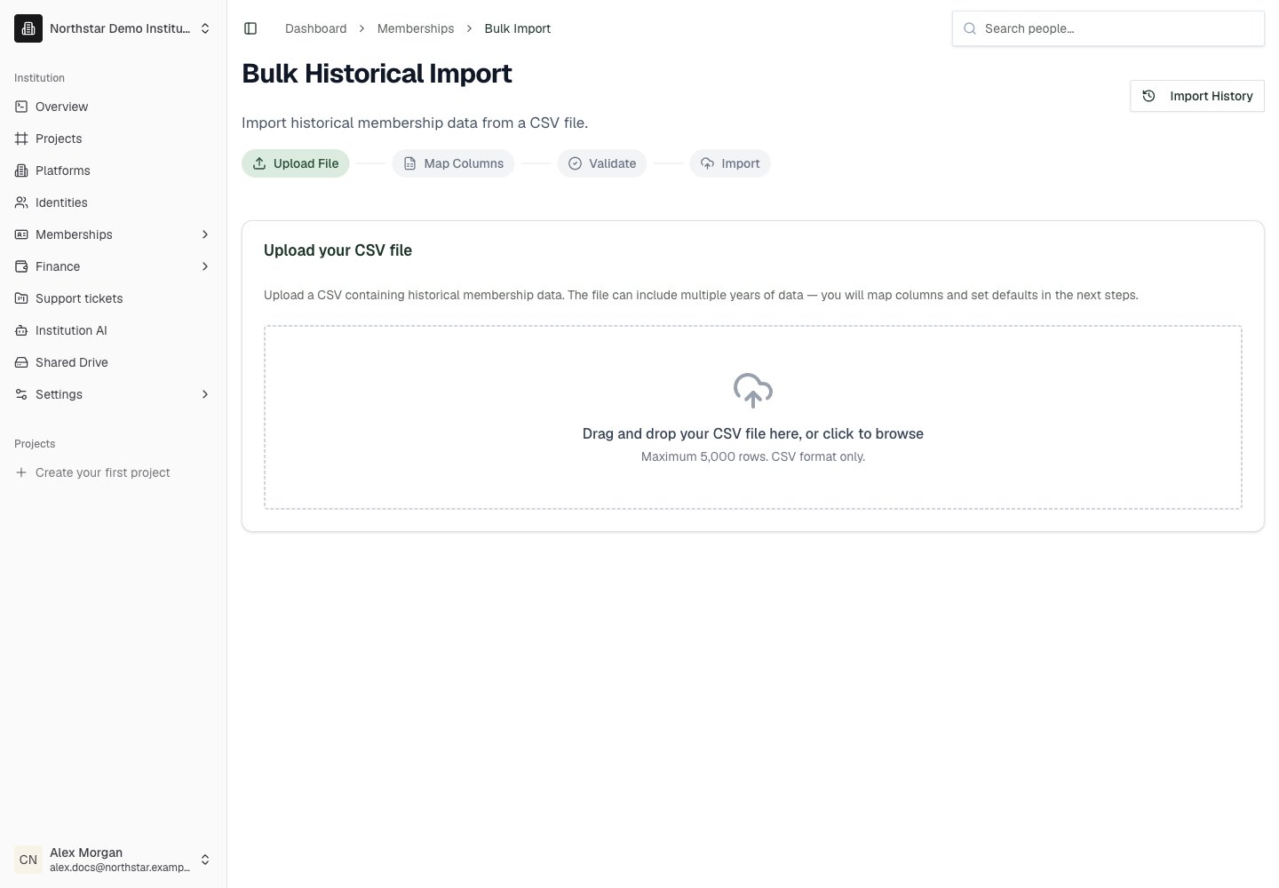 Northstar demo: Bulk Import