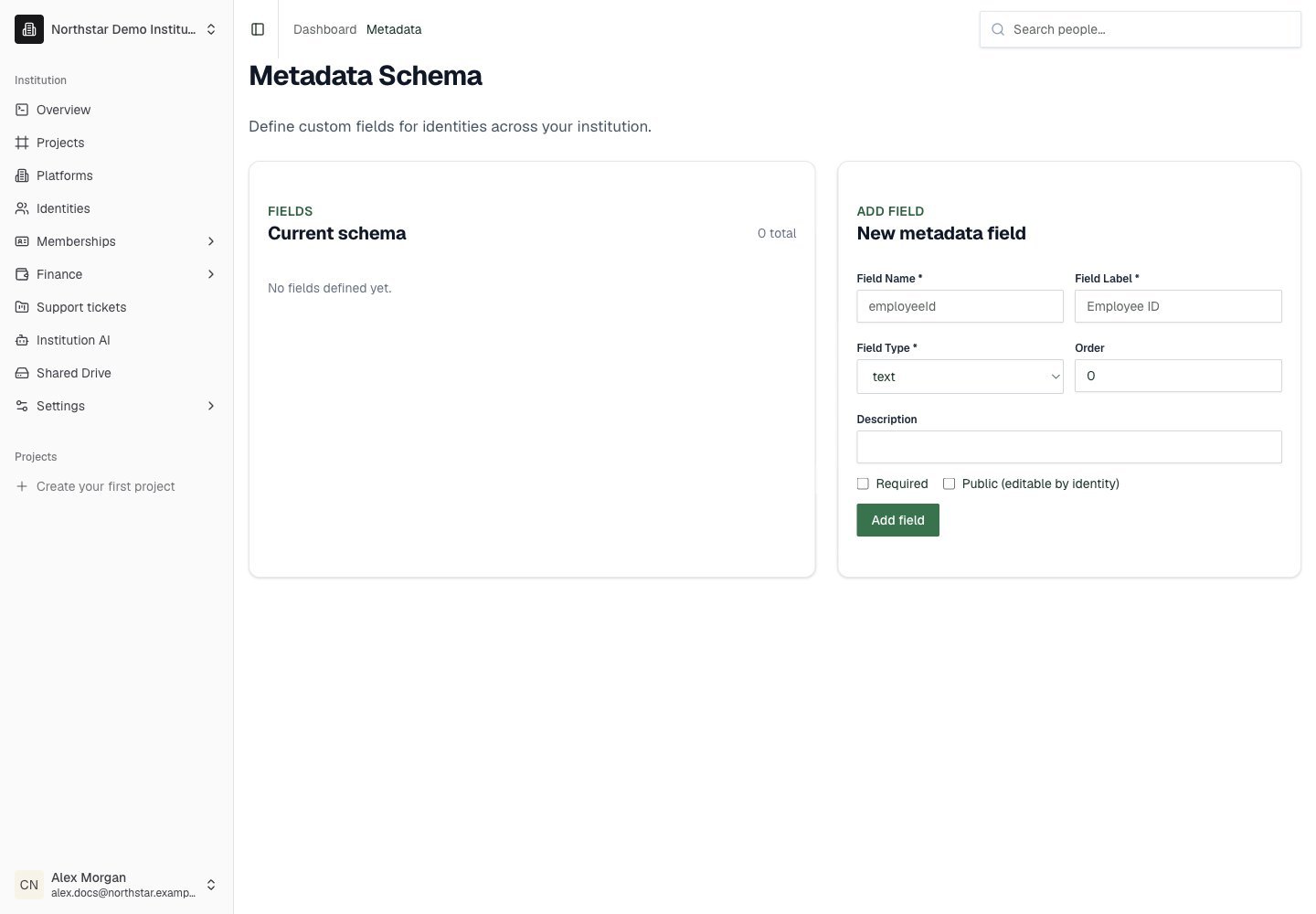 Northstar demo: Metadata