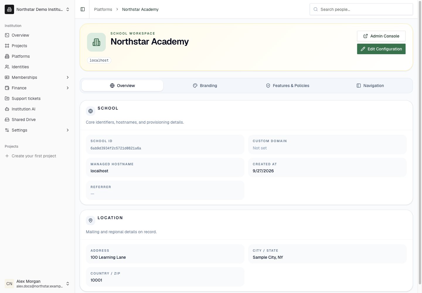 Northstar demo: Platform detail — Overview