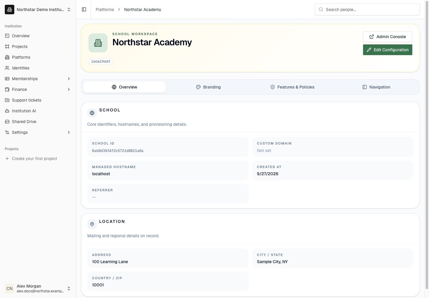 Northstar demo: Platform detail — Overview
