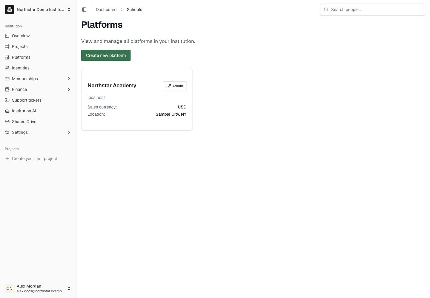 Northstar demo: Platforms