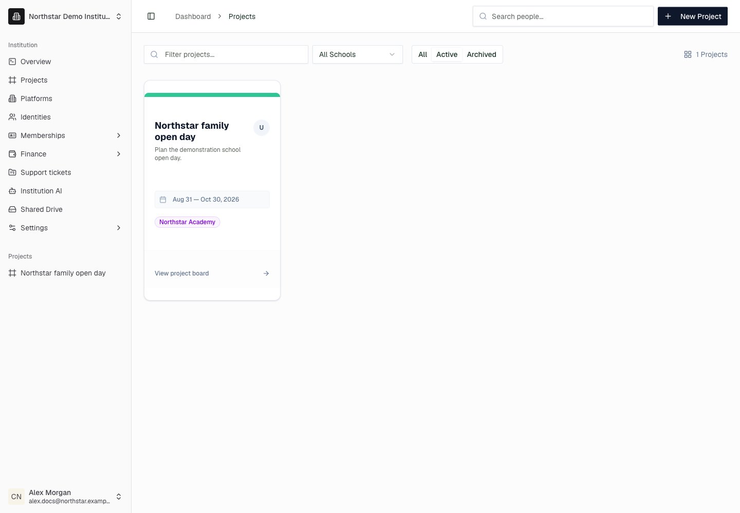 Northstar demo: Projects — Active