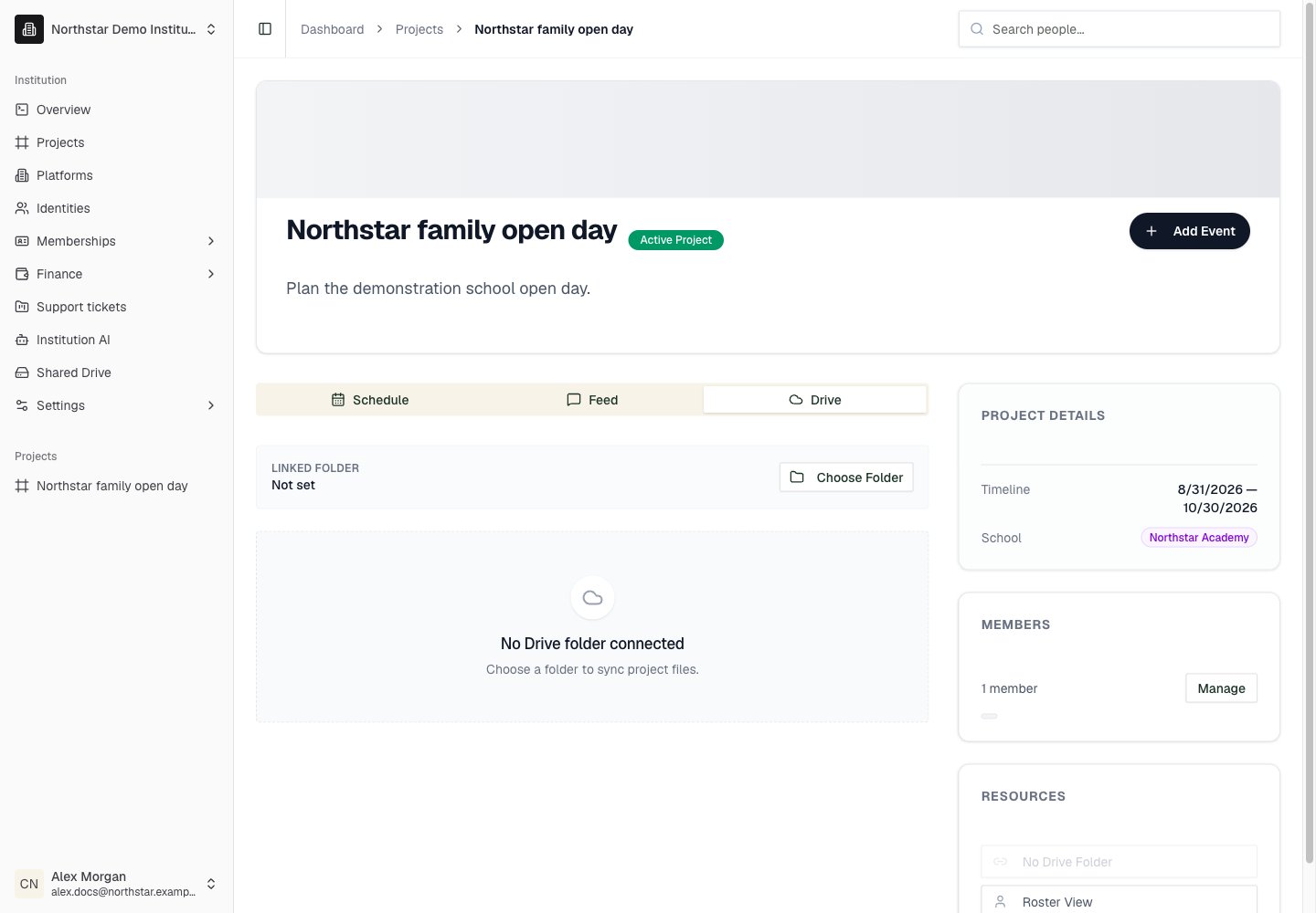 Northstar demo: Project detail — Drive