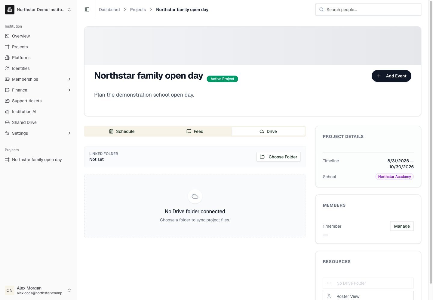 Northstar demo: Project detail — Drive