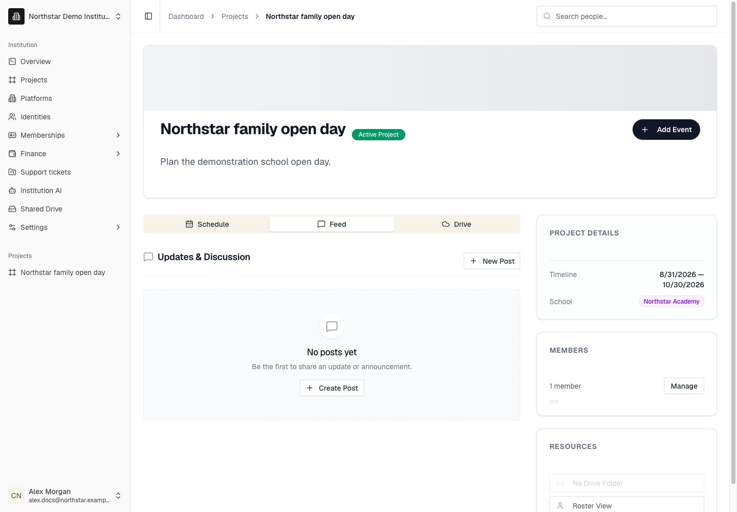Northstar demo: Project detail — Feed