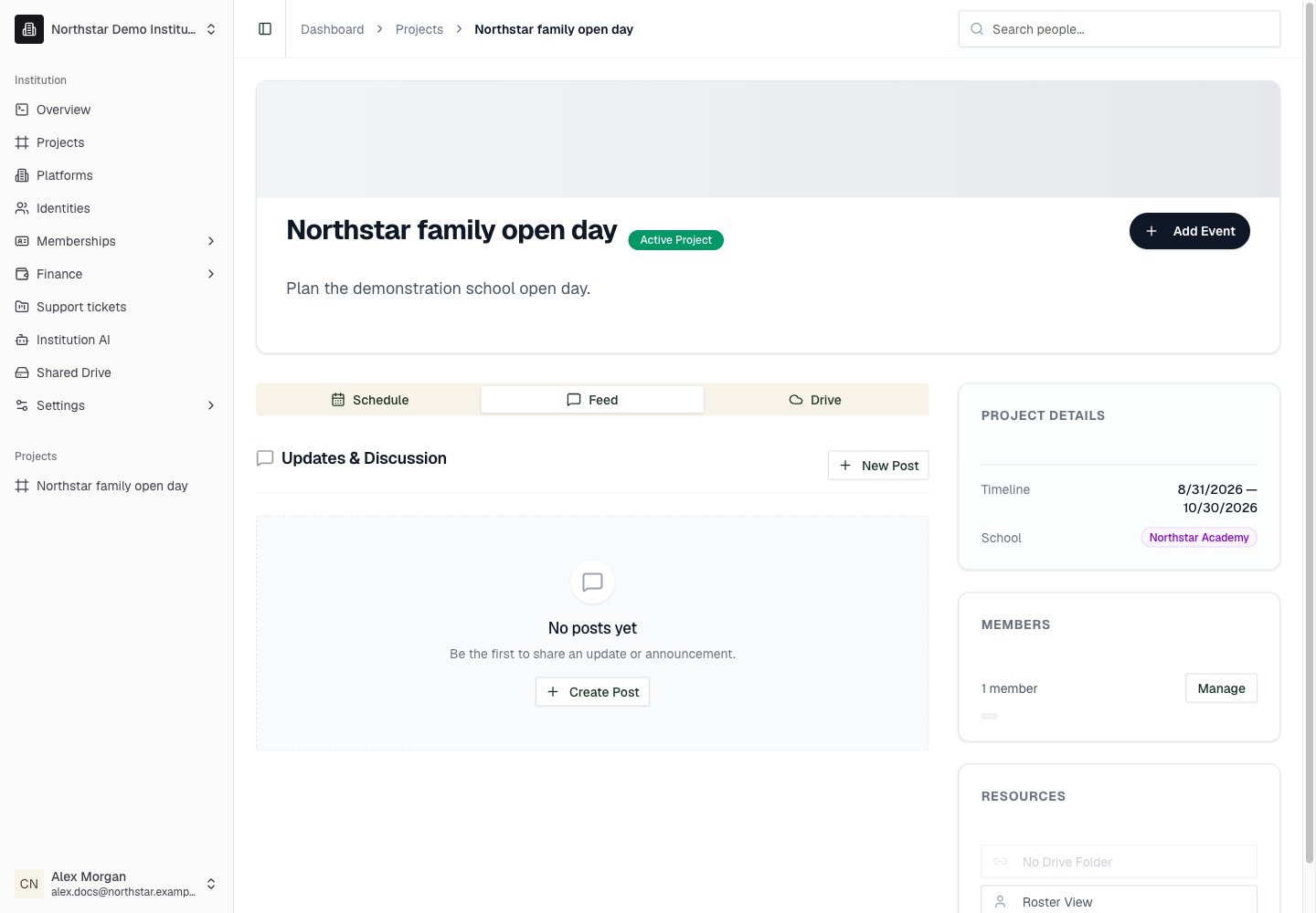 Northstar demo: Project detail — Feed