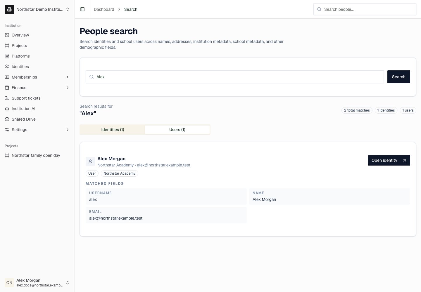 Northstar demo: Global search — Users