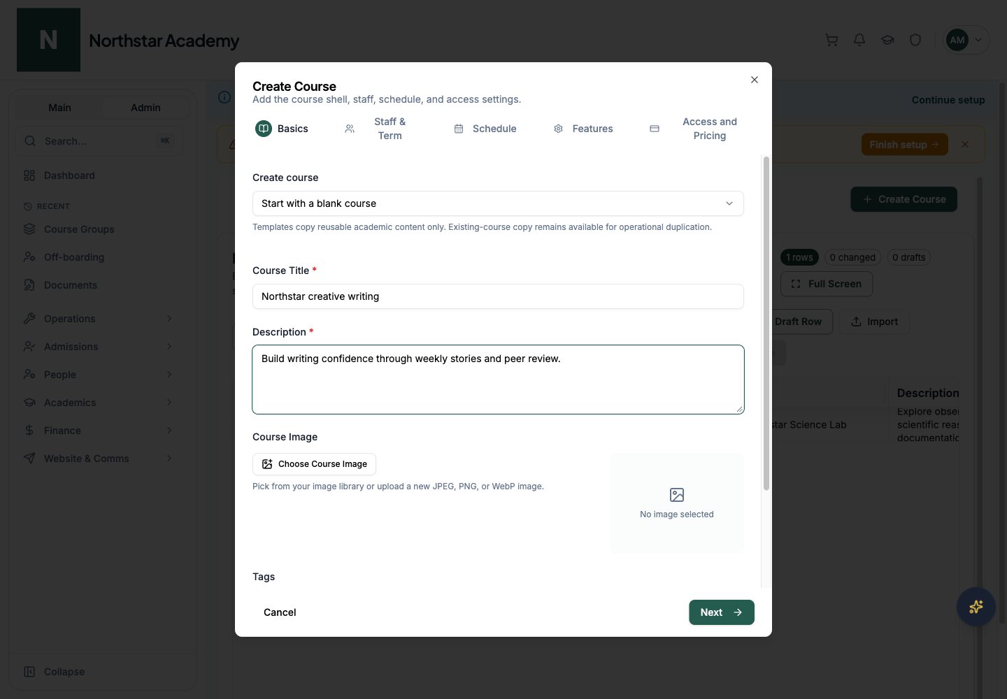 Northstar demo: Courses — Basics
