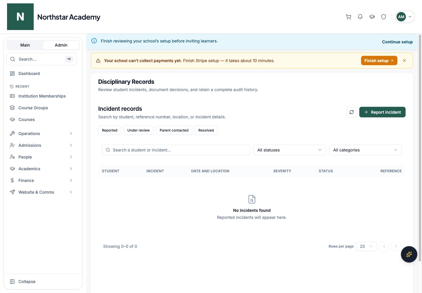 Northstar demo: Disciplinary Records