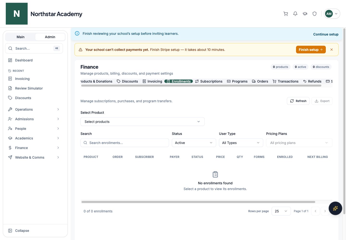 Northstar demo: Enrollments