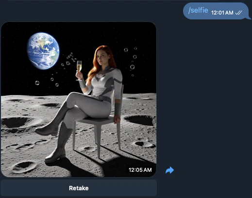Chat showing a generated selfie of the companion