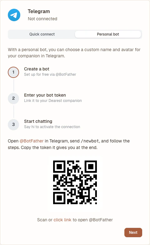 Telegram personal bot setup