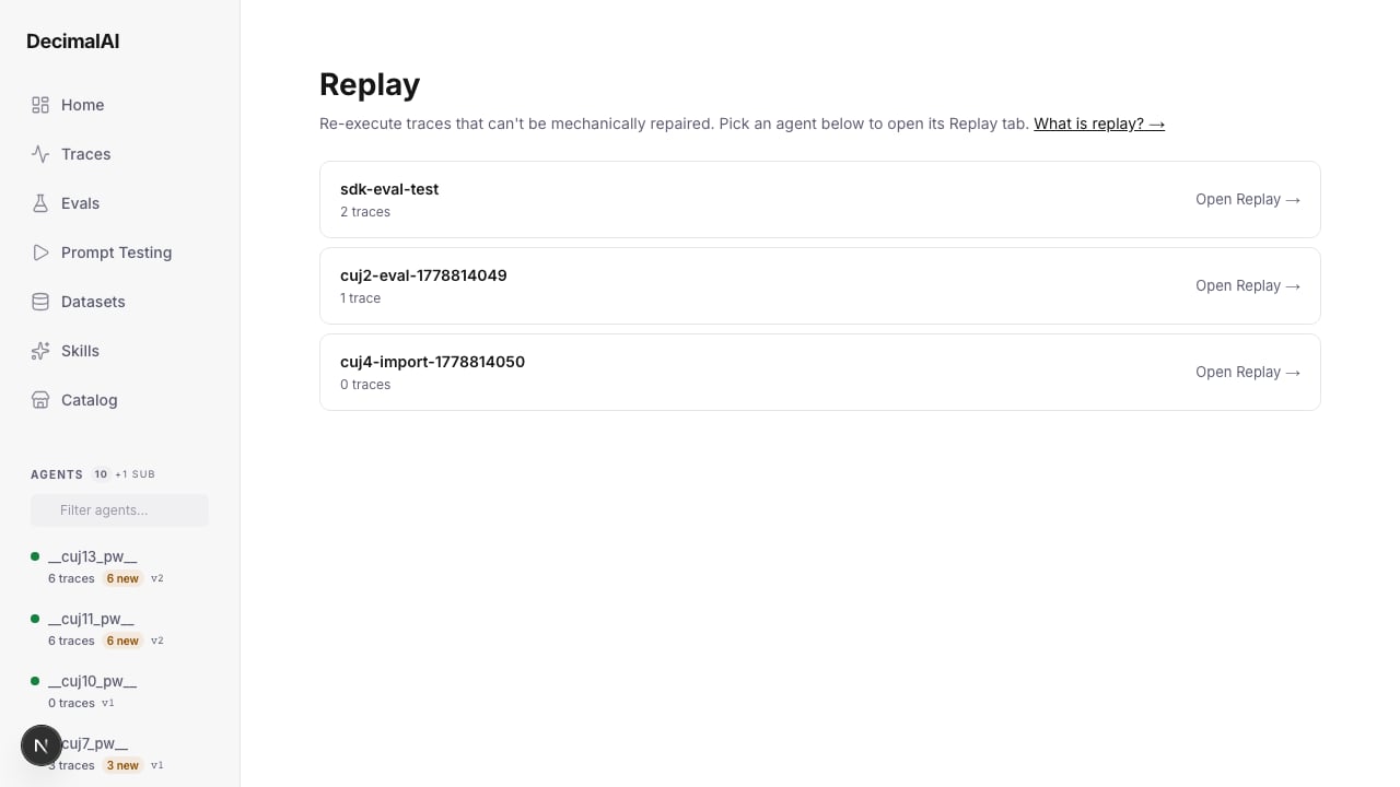 Replay dashboard showing stale tasks and their classification