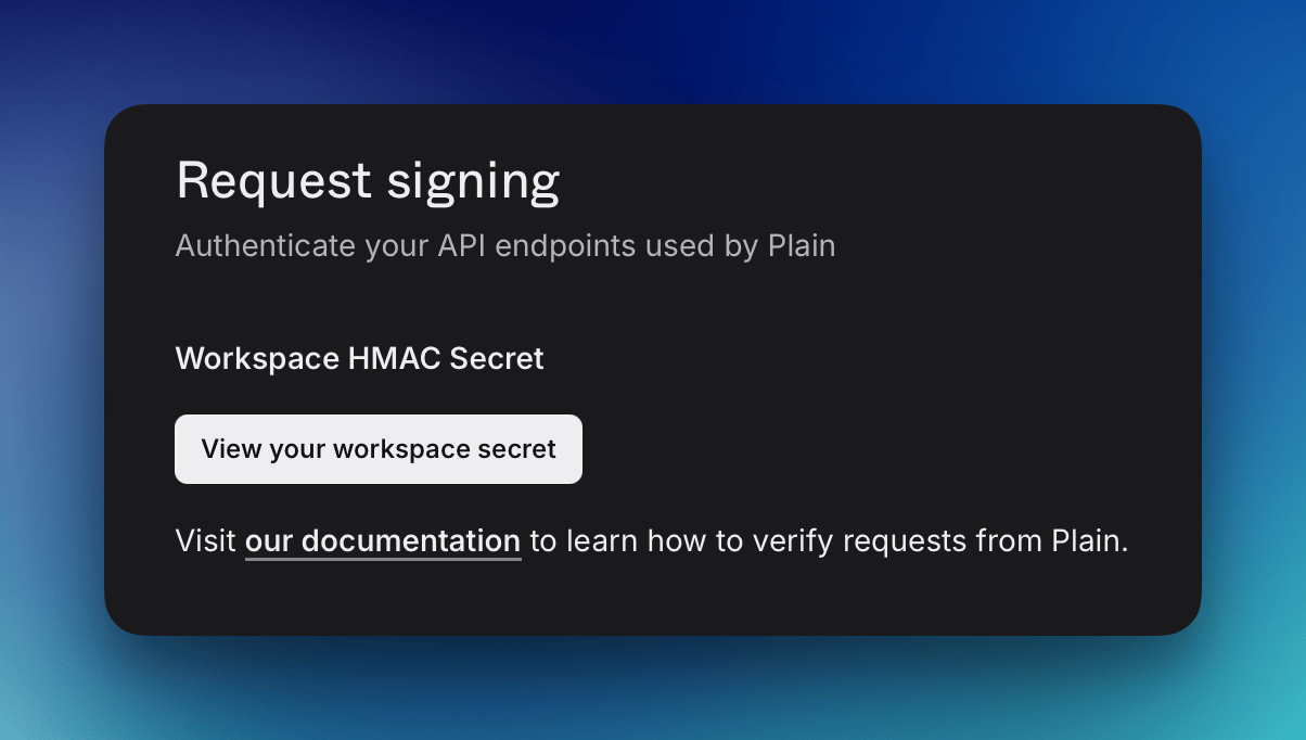 Plain workspace HMAC secret under Request signing