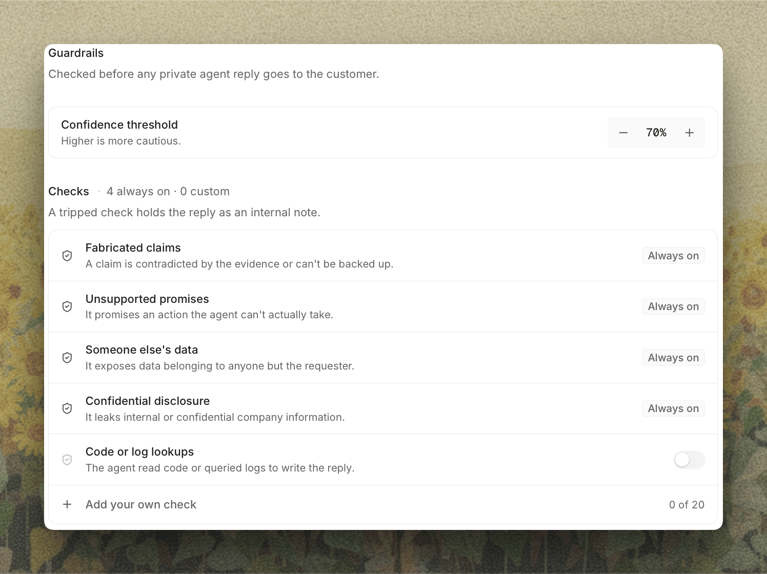 The Guardrails tab