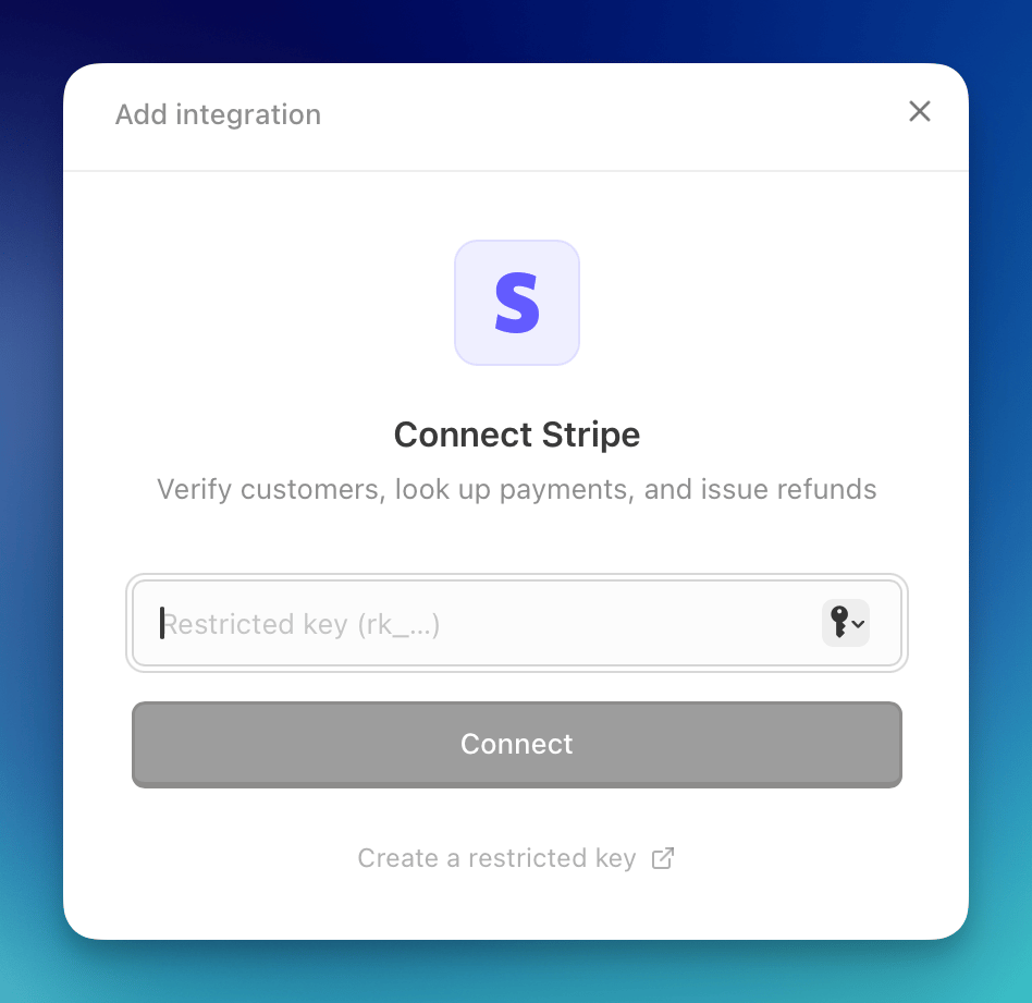 Connect Stripe modal