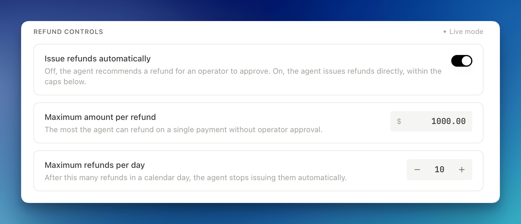 Refund controls