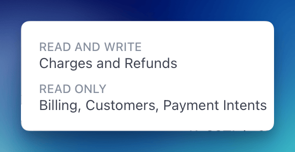 Stripe restricted key permissions