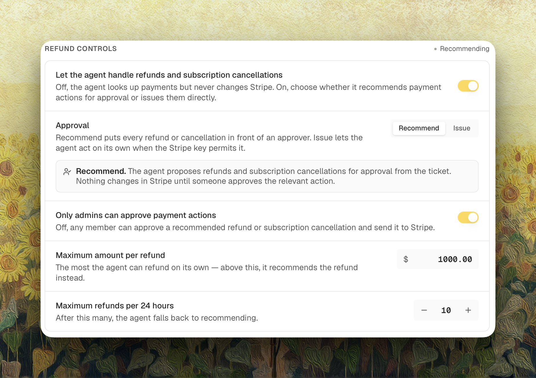 Refund controls