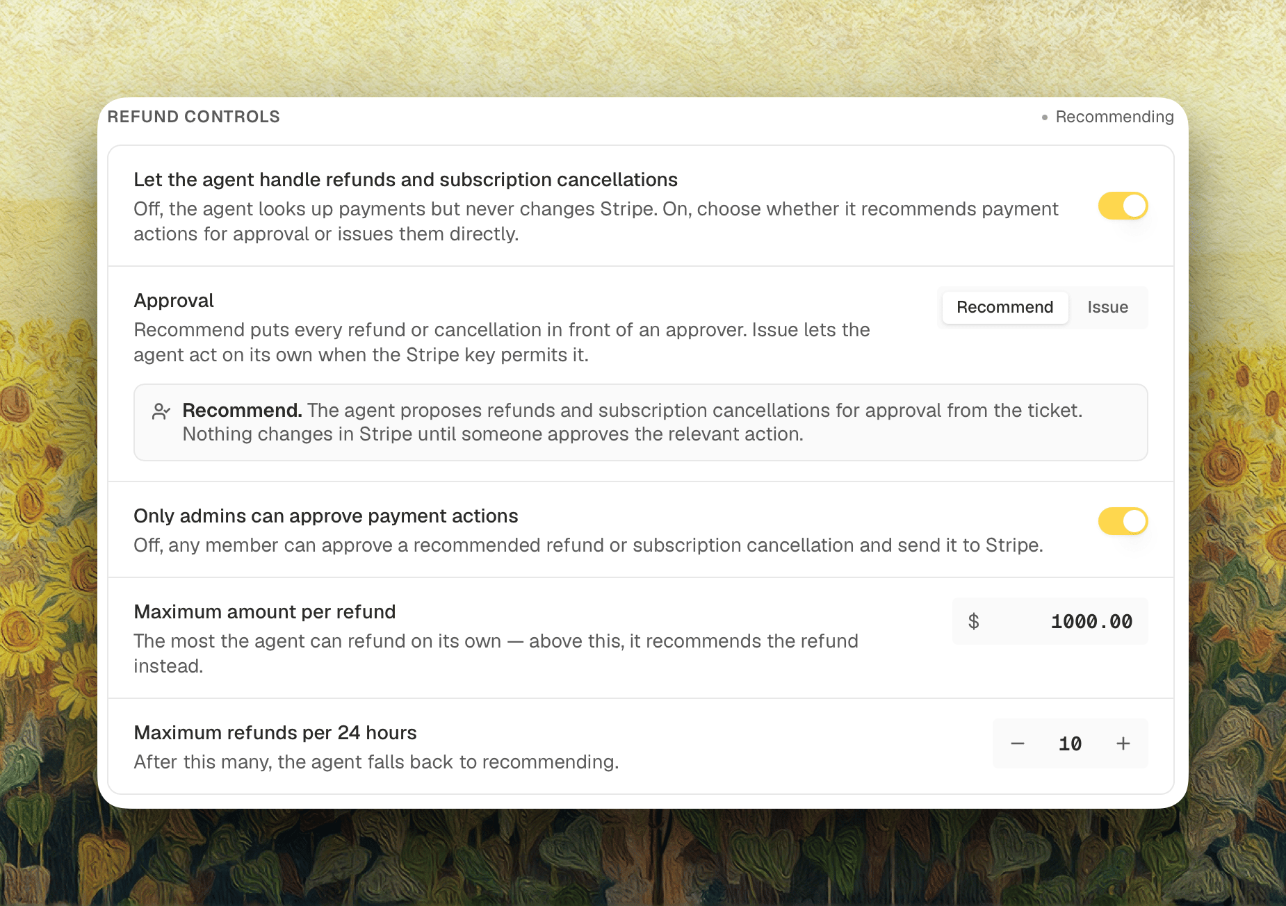Refund controls