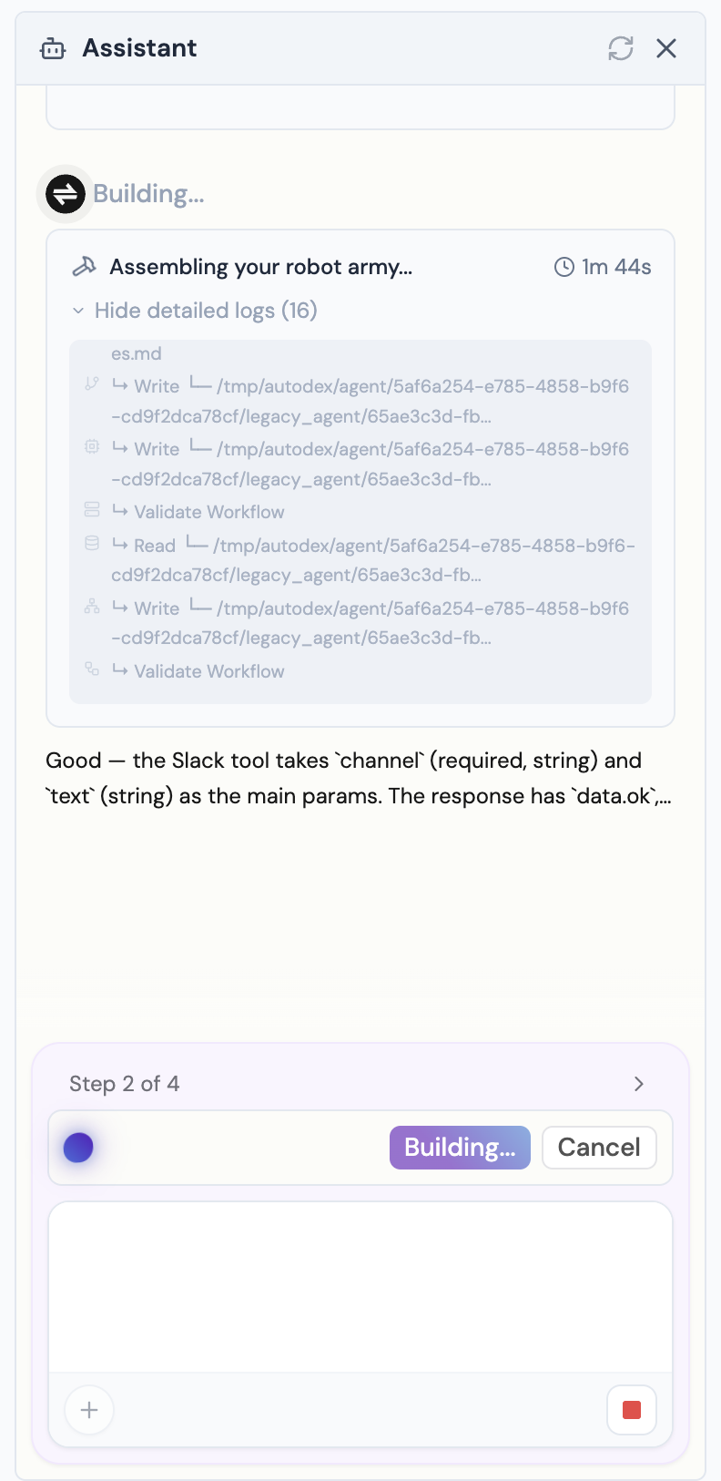 Agent building its workflow in real time