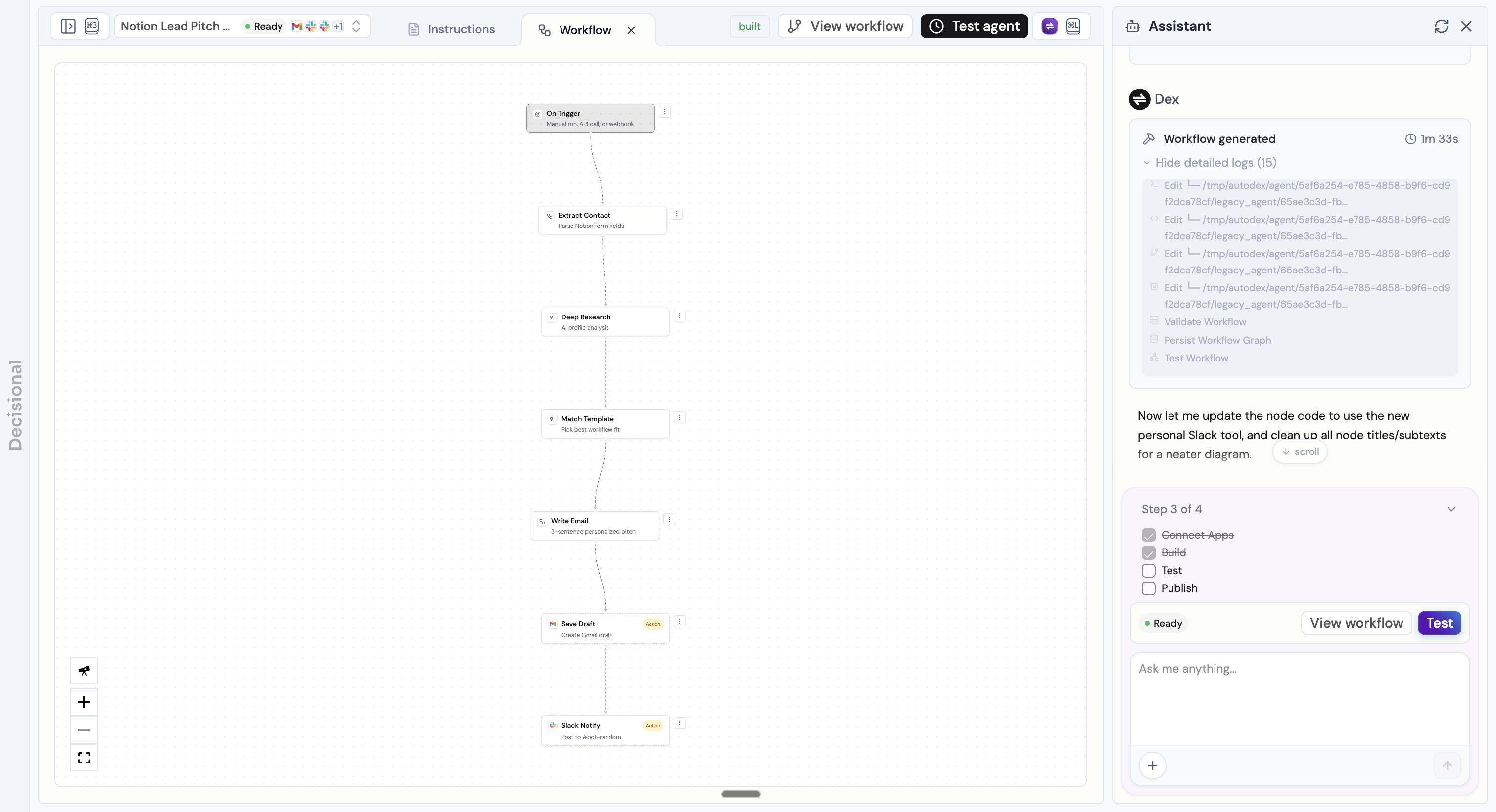 The completed workflow displayed as a visual graph