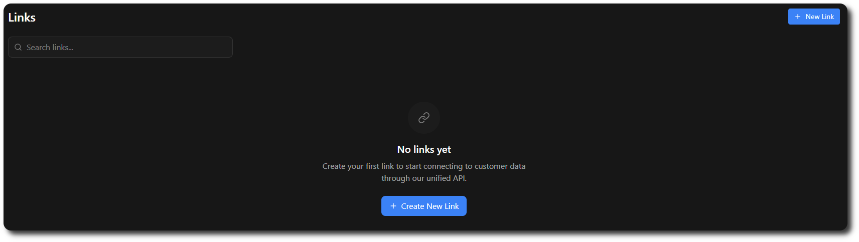 Empty Links Dashboard