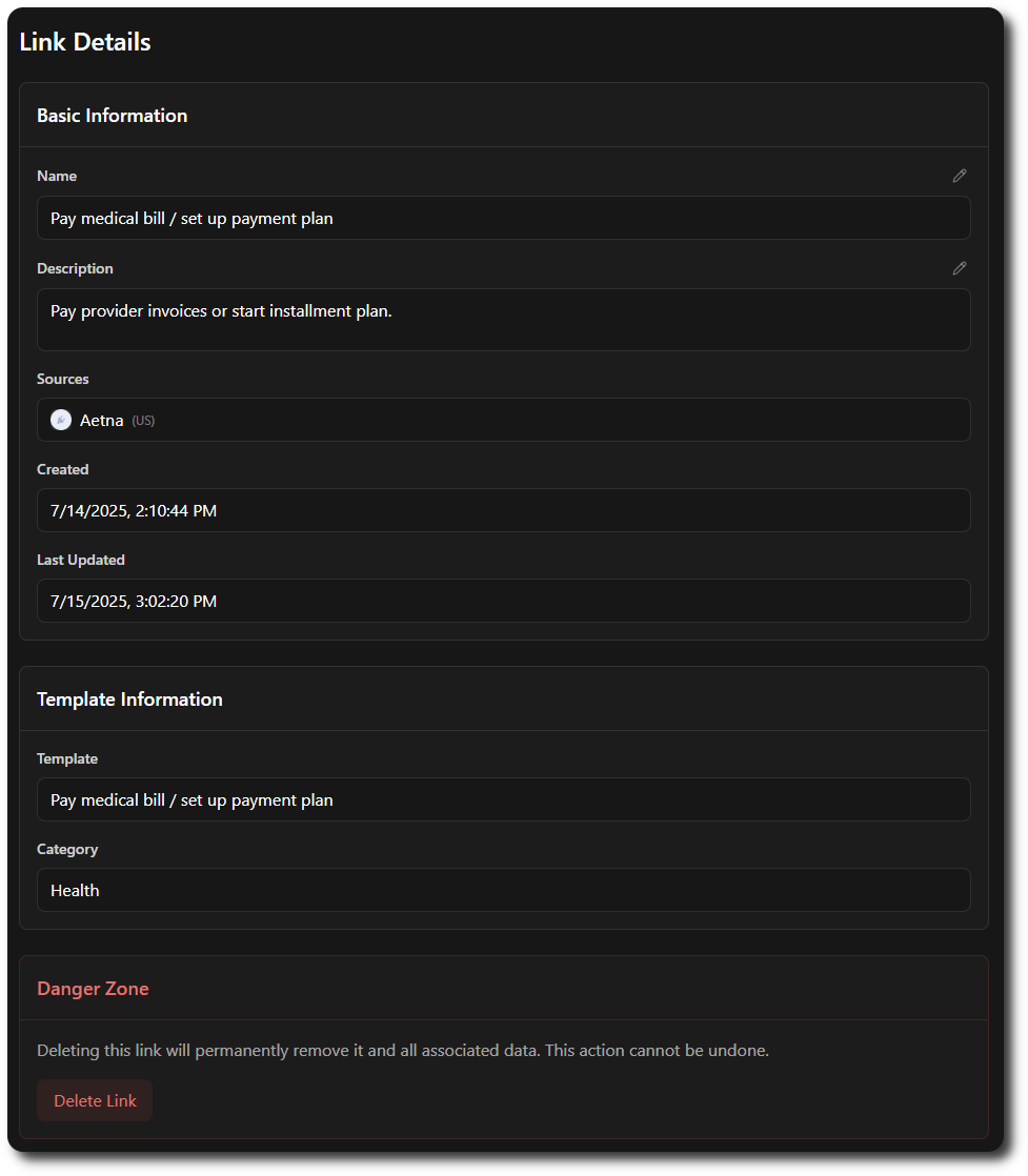 General information about your Link