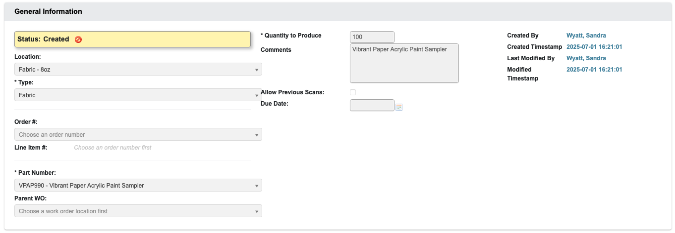 Manage Work Orders Submodule - DASH Documentation