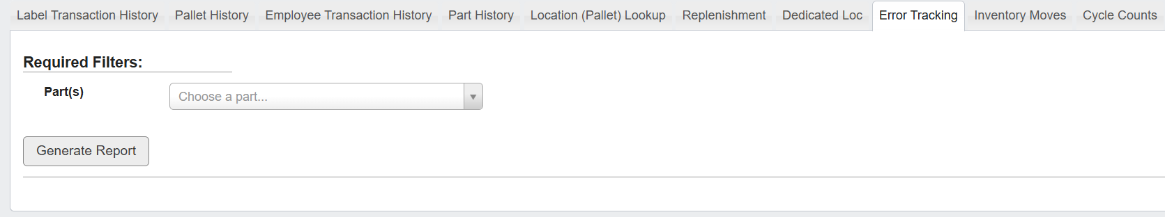 Generate Error Tracking Report