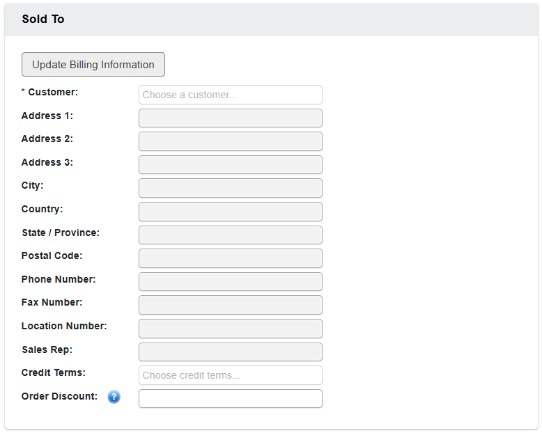 Customer Billing information