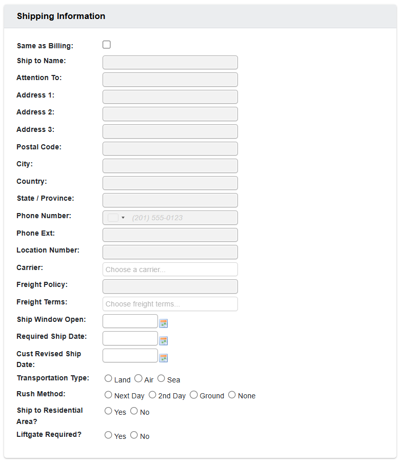 Shipping Information