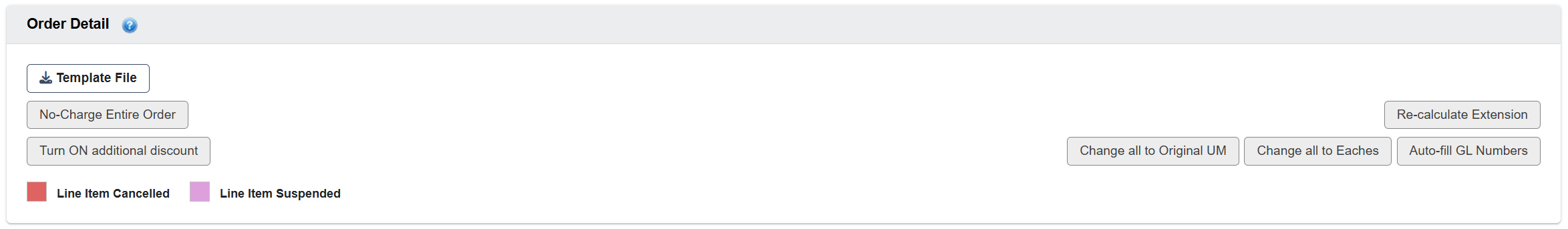Order Detail Controls