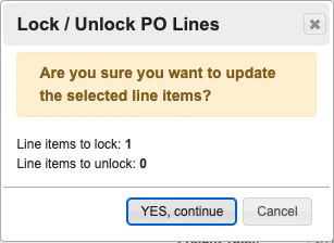 Bulk line action confirmation dialog
