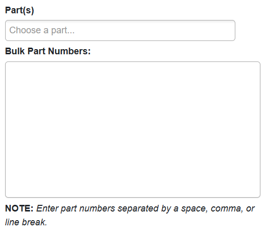 Parts and Bulk Input