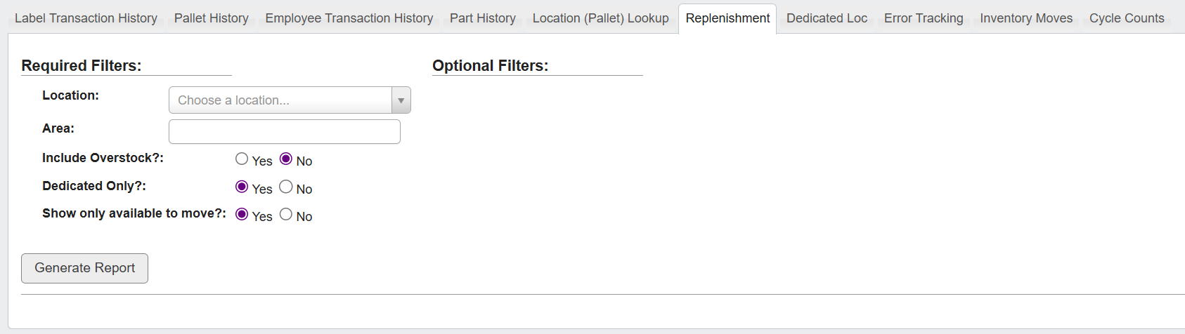 Generate Replenishment Report