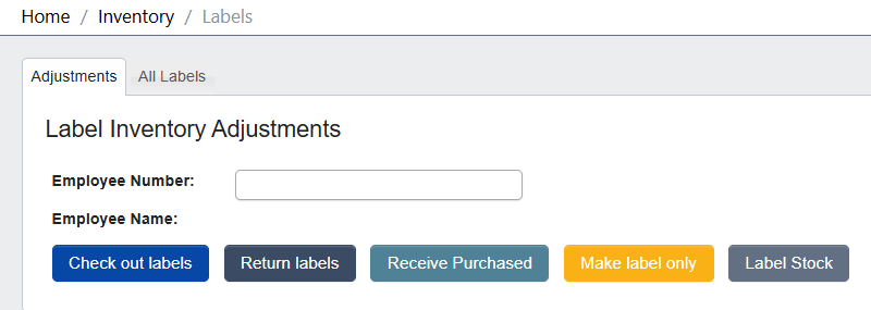 Label Inventory Adjustment tab