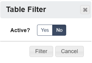 Table Filter