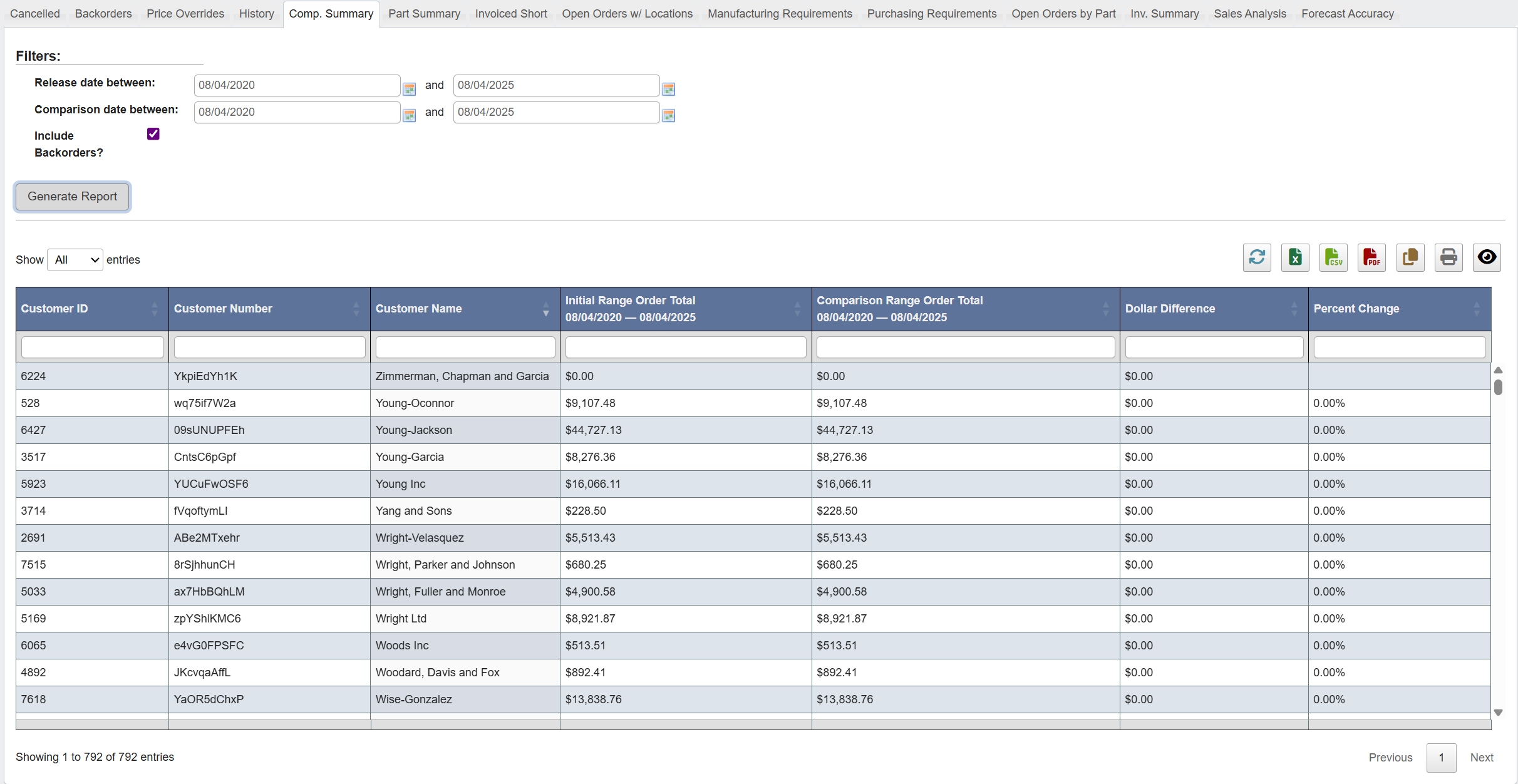 Generate Comp. Summary report
